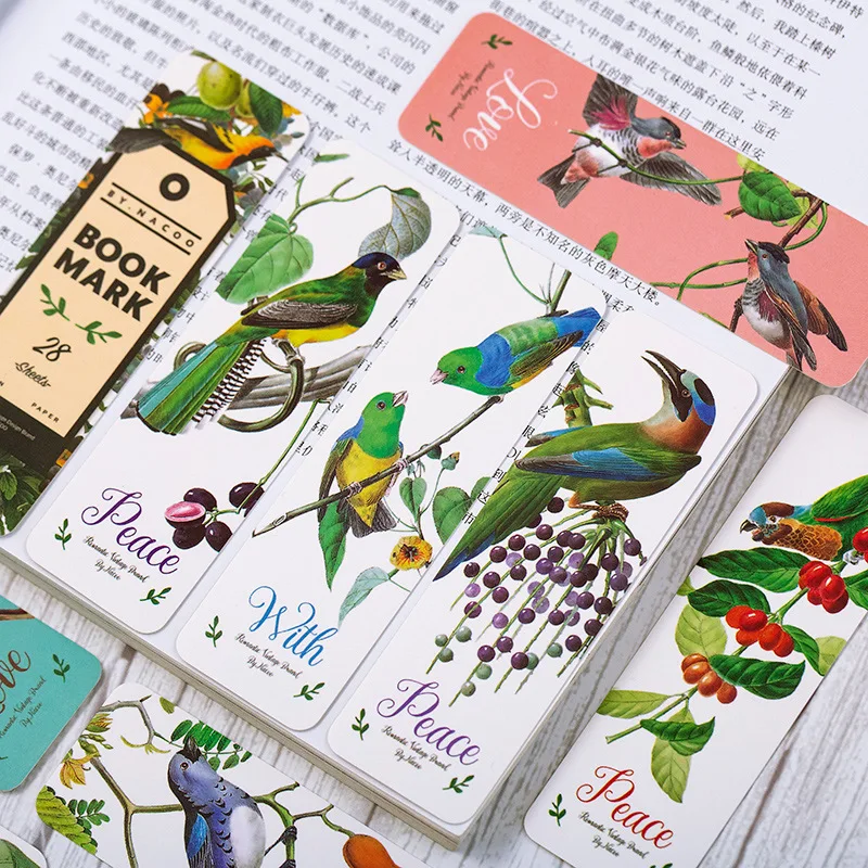 28 Pcs/Set Retro Art Bookmarks Paper Creative Vintage Cartoon Hand Account DIY Decor Bookmark Stationery Student Office Supplies
