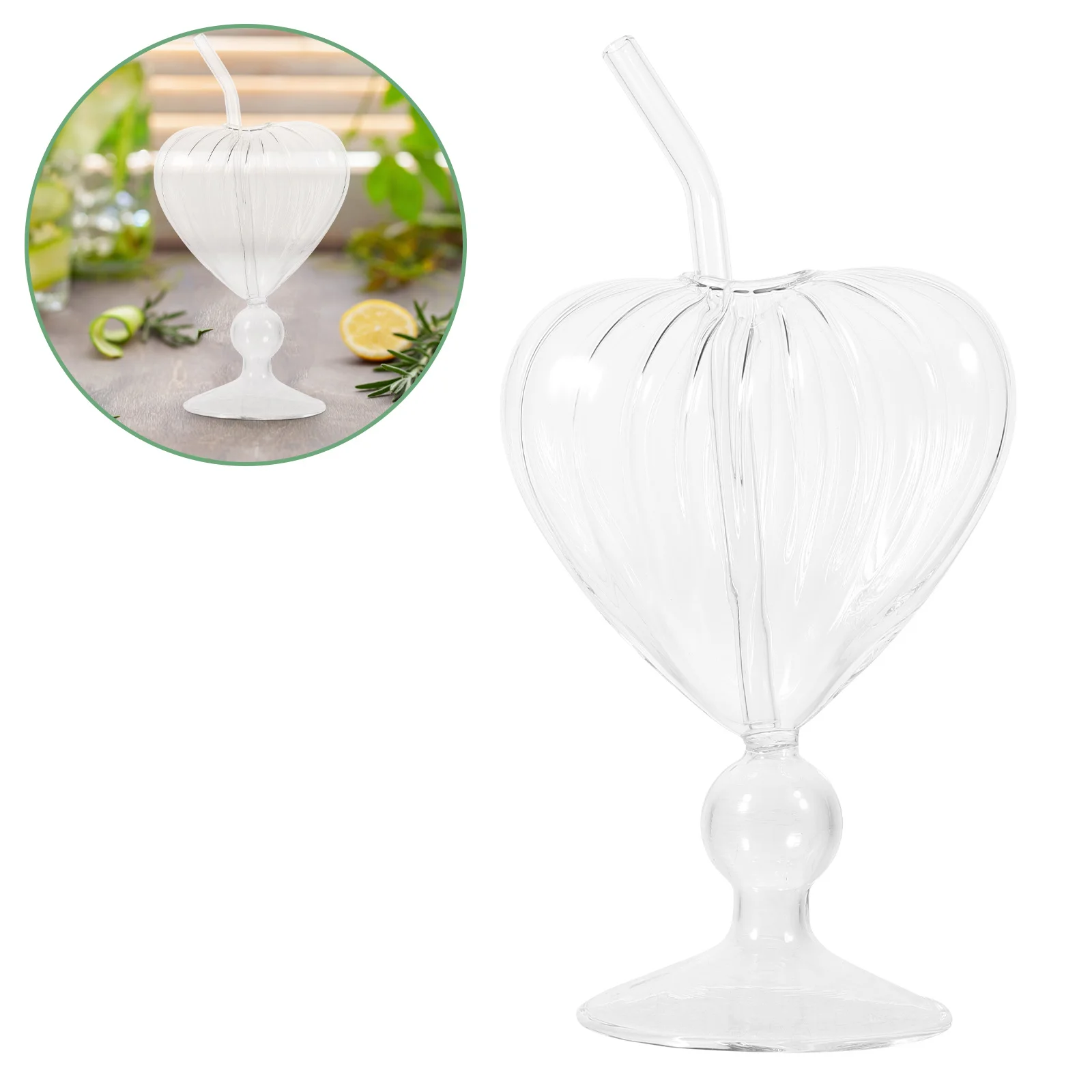 

1Set Clear Heart Shaped Cocktail Glass Cup Straw Romantic Water Wine Glass Party Goblet Cocktail Glasses Heart Wine Glasses