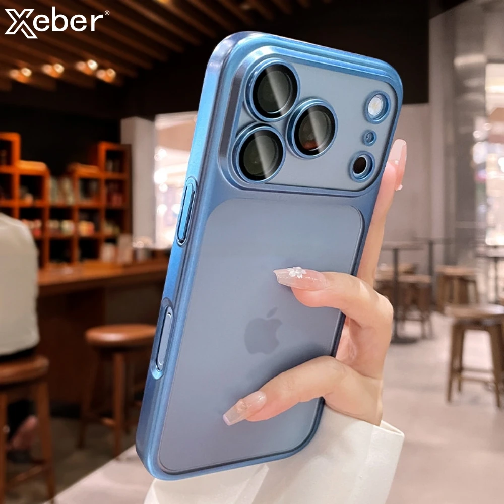 Matt-transparente, schlanke Handyhülle für iPhone 18 Pro Max 17 16 15 14 13 12 mit Glas-Kameraschutz, stoßfeste Hartschale