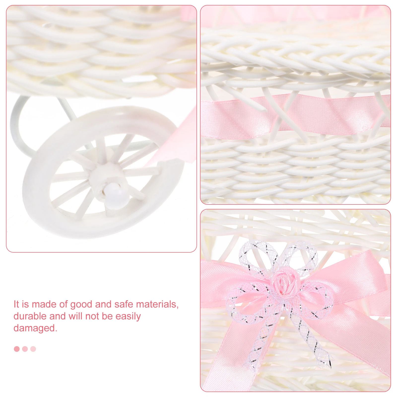 

1pc Imitation Rattan Stroller Flower Basket for Baby Shower Decor Candy Storage Reusable Baskets Home Decorations Party Favors