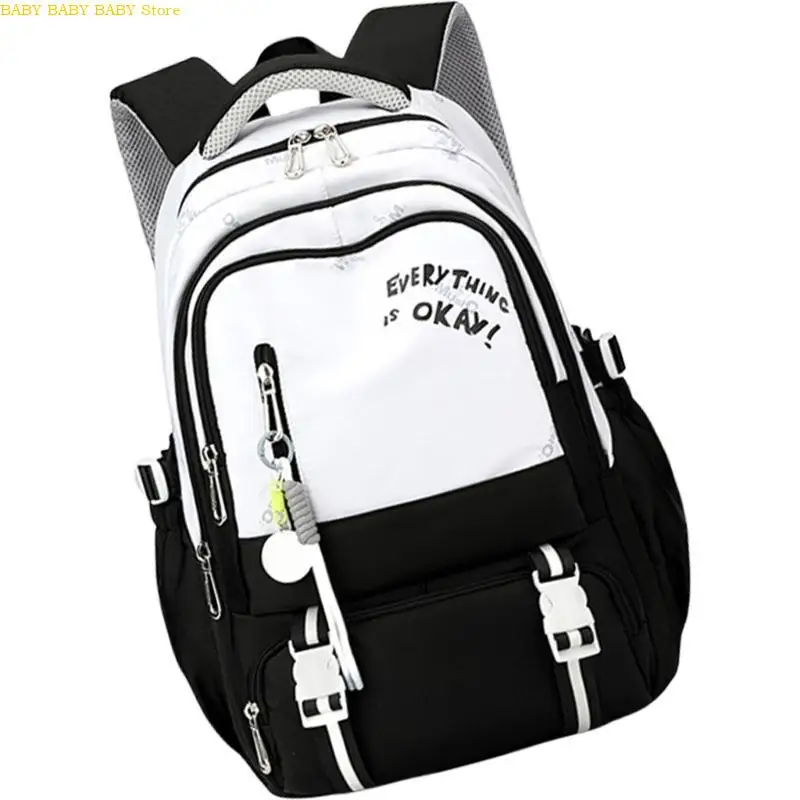 

Q81A Large Capacity Teen School Backpack with Hanging Charm for Boys Girls Daily Use