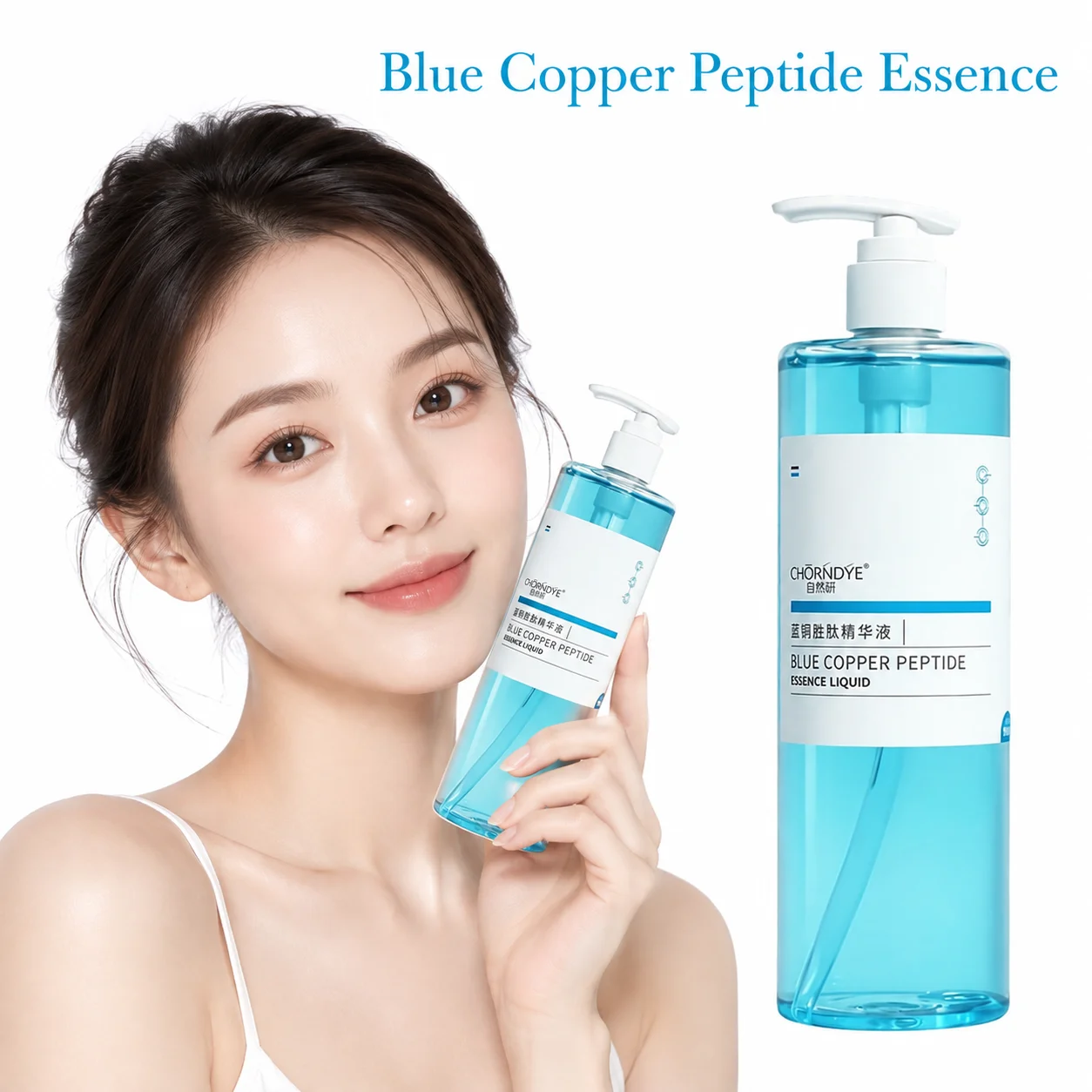 Blue Copper Peptide Moisturizing Serum Fast Absorbing Non Greasy Face and Body Essence for Smooth Plump Radiant Looking Skin