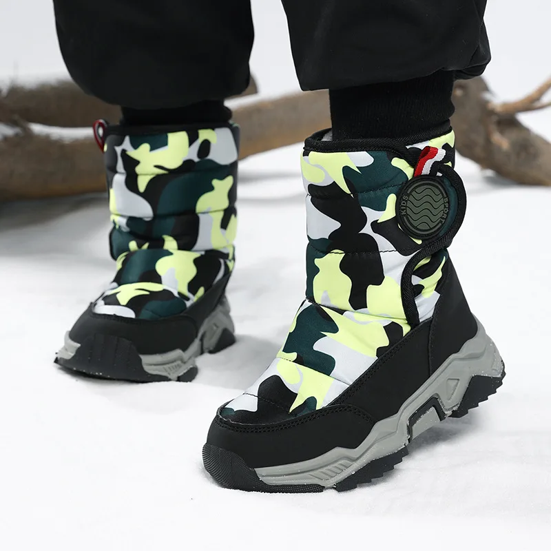 Children's Snow Boots Non-slip Warm Winter High-top Boys Ski Cotton Boots Medium Older Children Girls