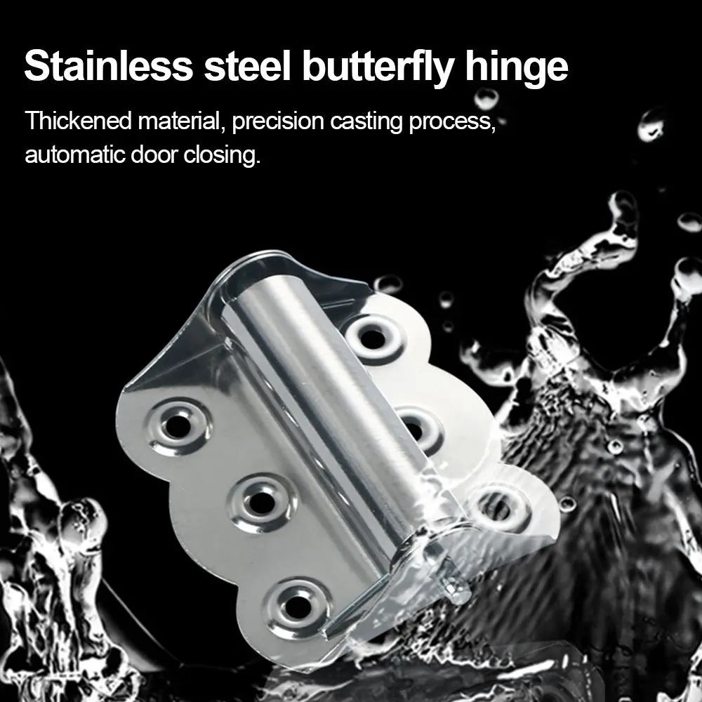 New Stainless Steel Door Butterfly Hinge Spring Automatic Closing Flush Hinges High Quality Hardware Cabinet Hinges Furniture