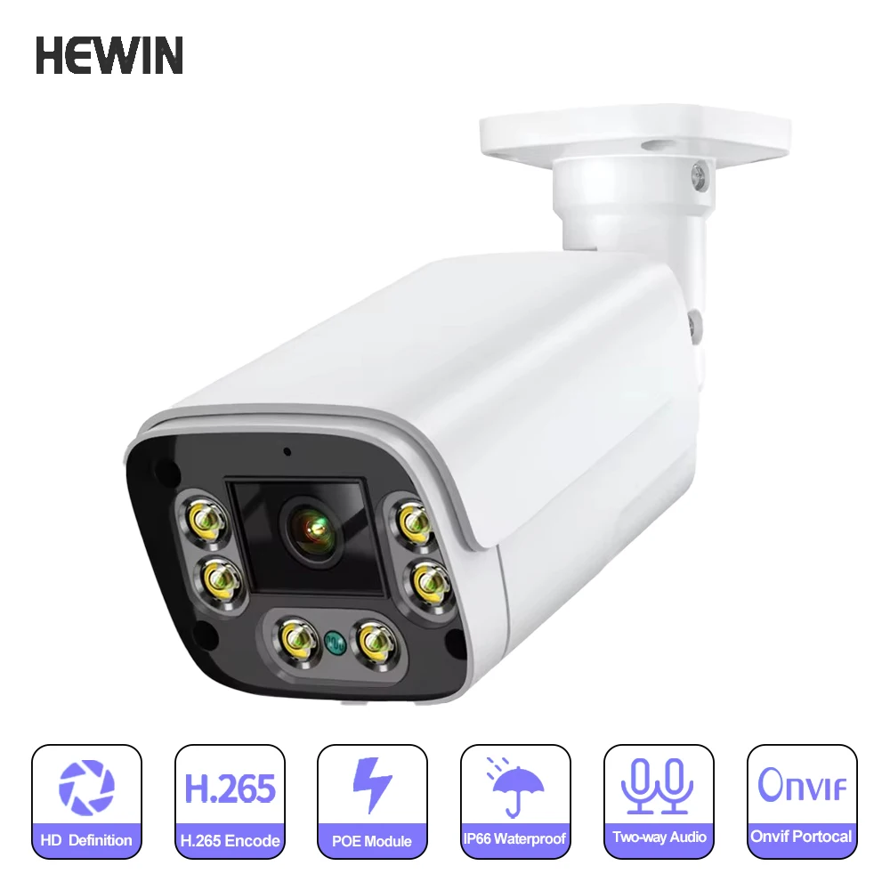 

New 4K 8MP 5MP 4MP IP Camera Audio Outdoor POE H.265 Onvif Metal Bullet CCTV Home 4MP Color Night Vision Security Camera