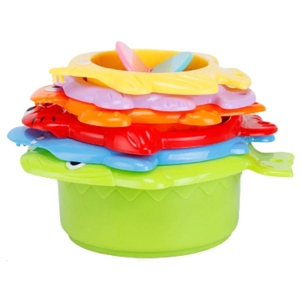 

6pcs Cups Nesting Stacking Learning For Toddlers Bright Bathing Playthings Montessori Baby Floating Bath Stacking Set