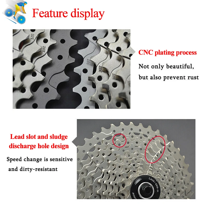 SUNRACE 8 10 11 Speed Bicycle Cassette 11-40/42/46/51T Mtb Cassette High Strength Bike Sprocket Freewheel for Shimano HG