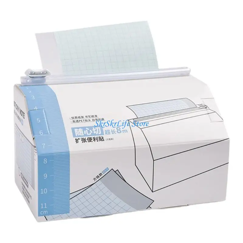 

E65E 8.74yard Long Adhesive Note Memo Pad with Built in Cutter Reminder on Notebook