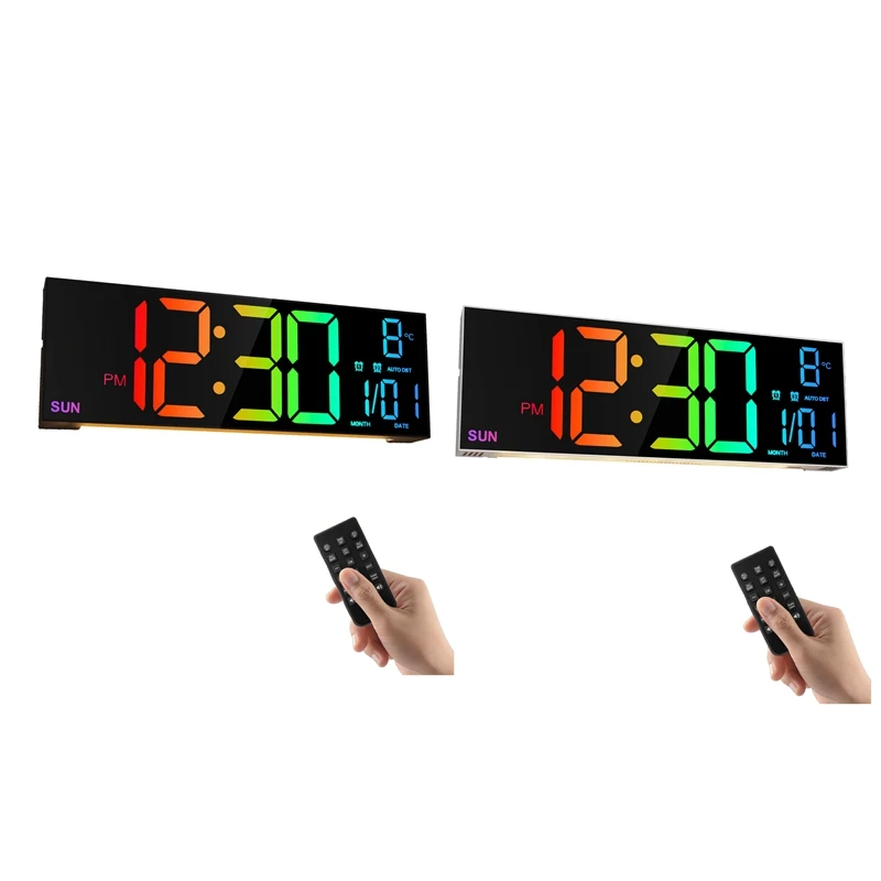 

16.2In Large Digital Wall Clock With Remote Control, Temperature/Night Light Clocks For Living Room Bedroom Office