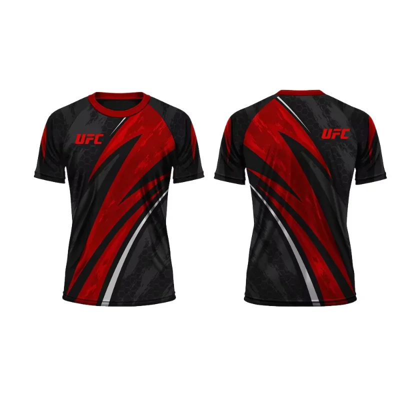 

UFC Мужская боевая летняя новая футболка с 3D принтом и круглым вырезом, женская спортивная футболка на открытом воздухе с короткими рукавами, детский боевой топ