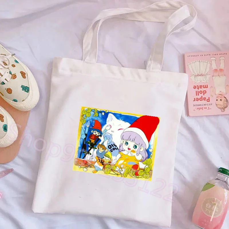 Anime Vintage Women's Shopping Bag Memole dolce Memole Tote Shopper Handbag Bolsa Bags Cute Women Tote Casual Cartoon Tote Bags