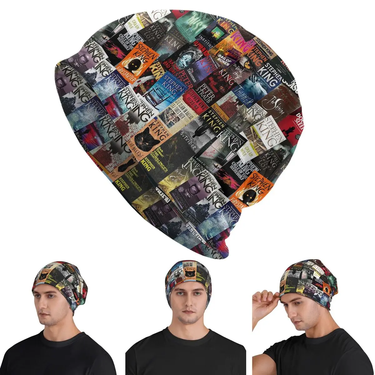 ستيفن كينغ كتاب يغطي، الرعب دودة الكتب Skullies قبعة صغيرة دافئة الخريف الشتاء في الهواء الطلق قبعة محبوك بونيه قبعات الكبار