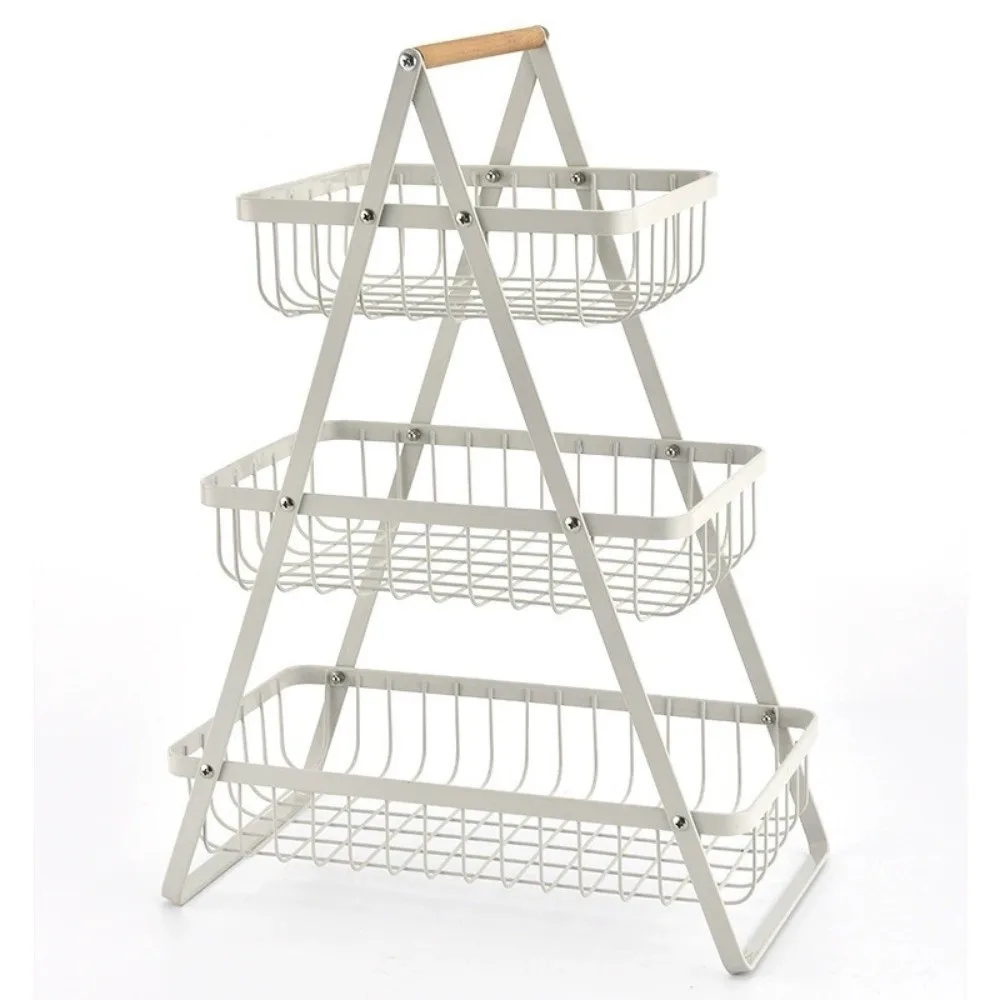 

2-Tier Design Portable Fruit Basket Space-Saving 3-Tiers Design Kitchen Organizer Holder Organizer Convenient