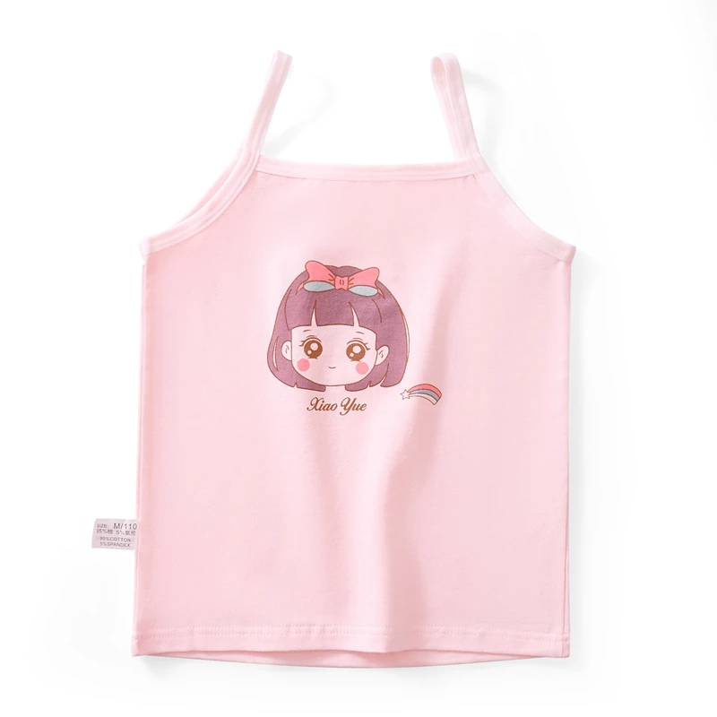 2pcs/Lot Girls Summer Undershirt Singlet Shirts Kids Strawberry Bear Cotton T-shirt Top Camisoles Underwear Tanks Size 2-10T