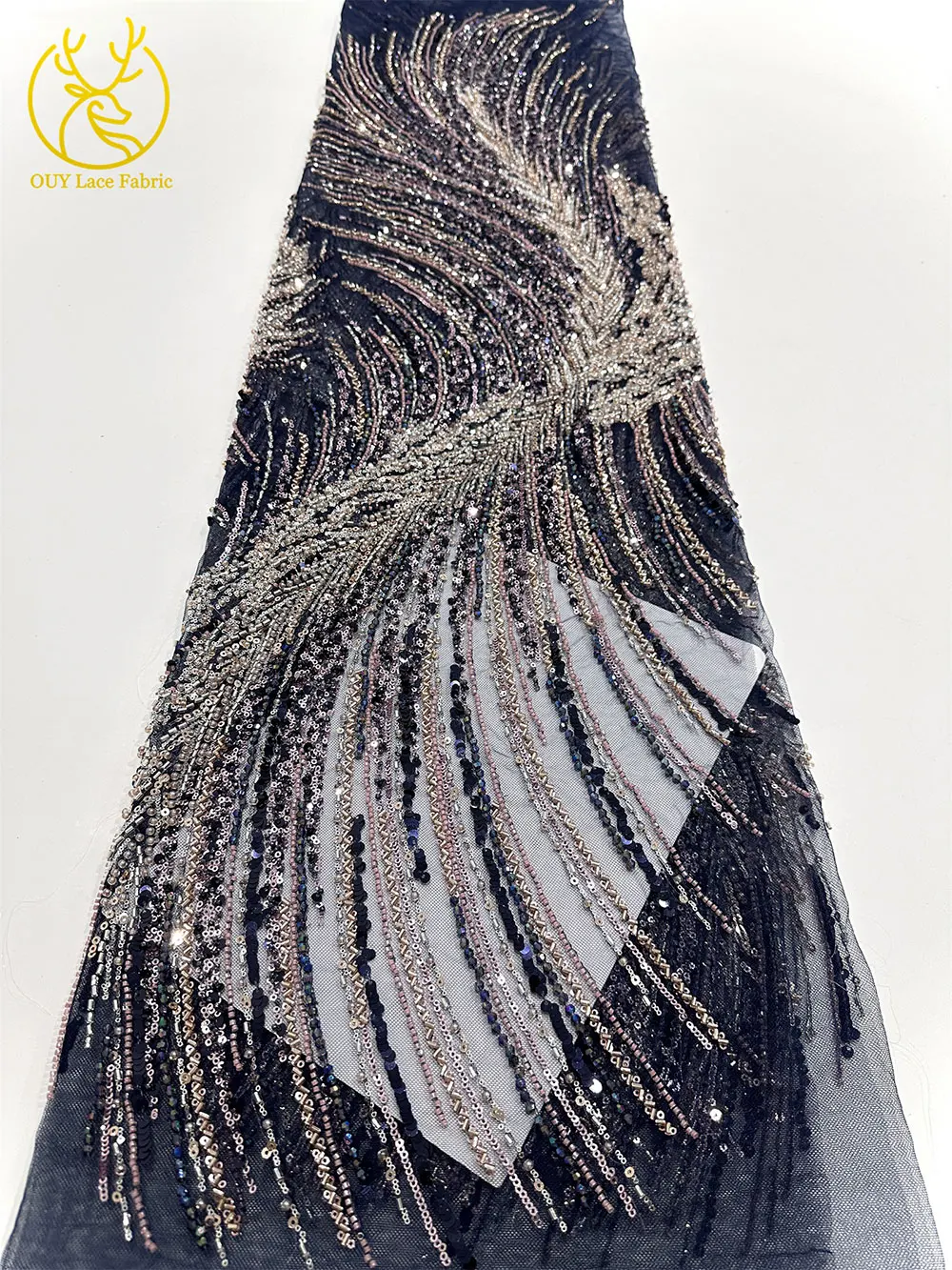 Luxury French Sequin Beaded Lace Fabric 2025 High Quality African Nigerian Groom Mesh Tulle Fabric Ladies Party Wedding Dresses