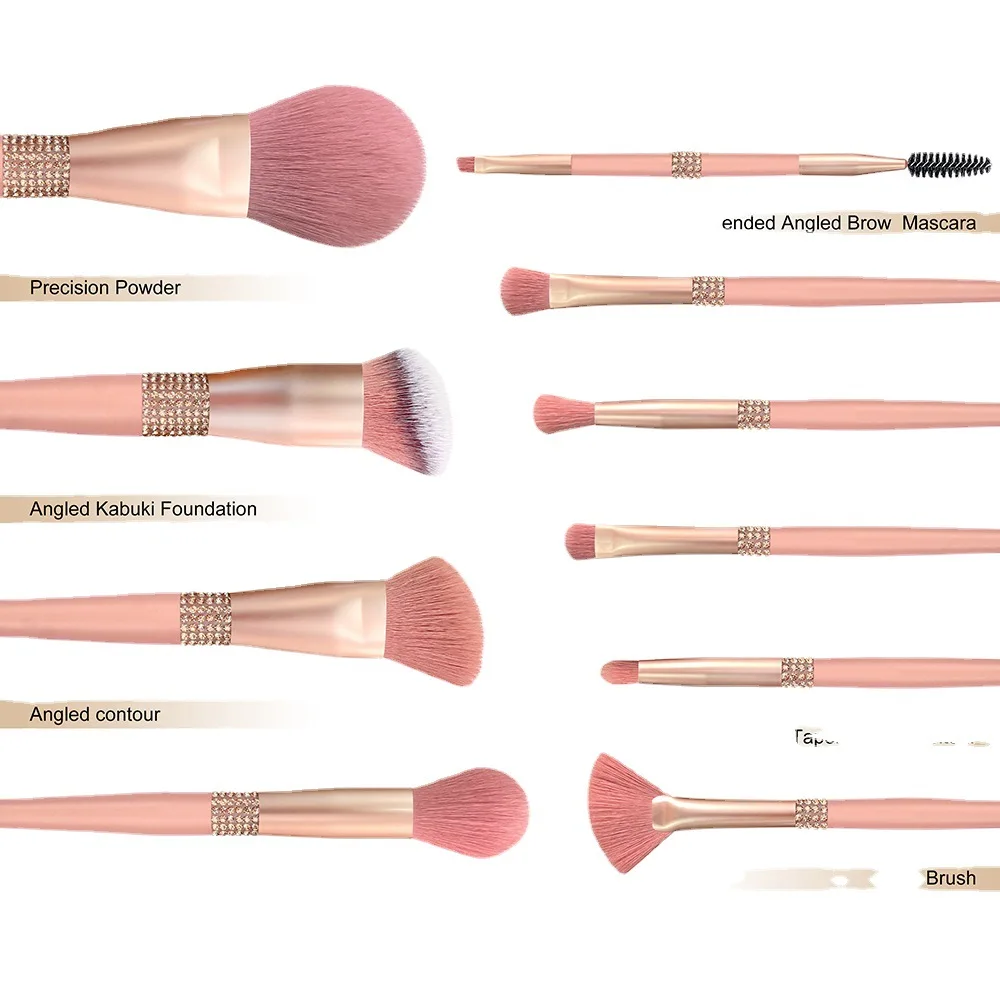 シングルメイクブラシ プリントロゴ 高級ピンク ヴィーガン クルエルティフリー カスタムロゴ 合成繊維 チーク パウダー アイメイクブラシ 20本
