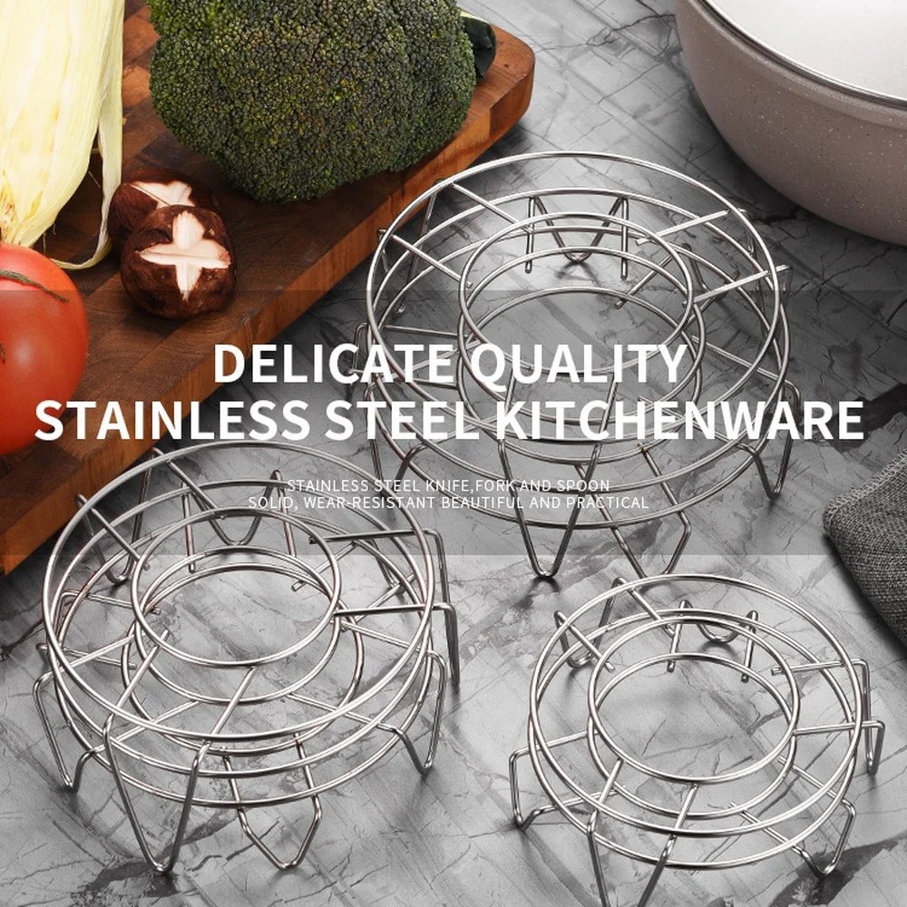 Food Grade Stainless Steel Steaming Stand Round Kitchen Pot Steamer Rack Baking Cooling Tray Cookware Accessories