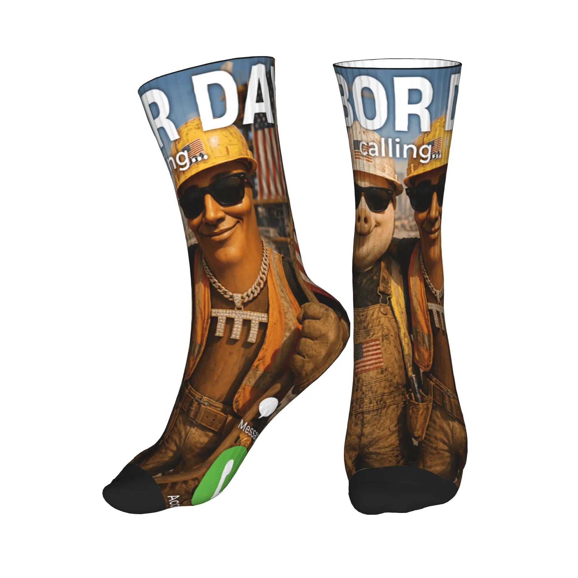 John Pork Tung Sahur Bro Proud Construction Worker Labor Day Socks  Printed Stockings Non Slip Couple Socks Quality Winter Socks