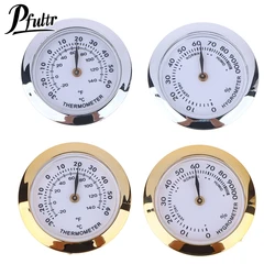 1Pcs Cigar Box Juggling Moisture-proof Box Direct Pin Embedded 37mm Pointer Mini Gold Silver Thermometer Hygrometer