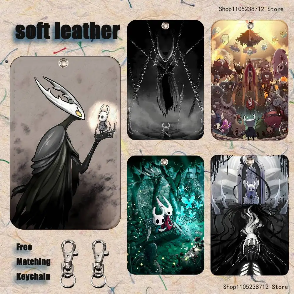 

Horror Anime H-Hollow K-Knights Pattern 1Pc PU Leather Card Holder Keychain Key Ring Door Lock Access Tags ID Case Keychain Card