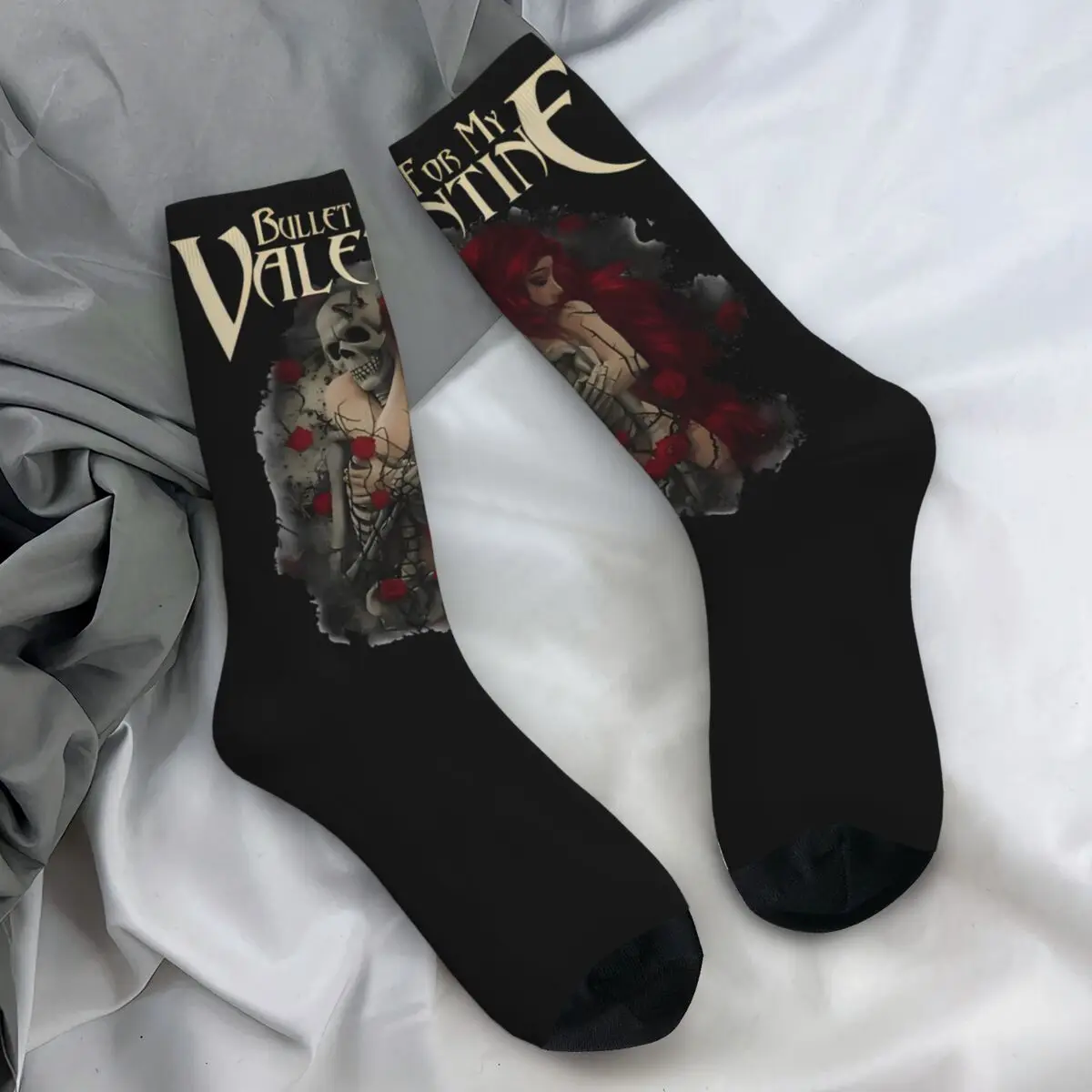 Bullet For My Valentine Skull Red Eyes Stockings Women Men Socks High Quality Fashion Socks Autumn Sports Non Skid Socks Gift