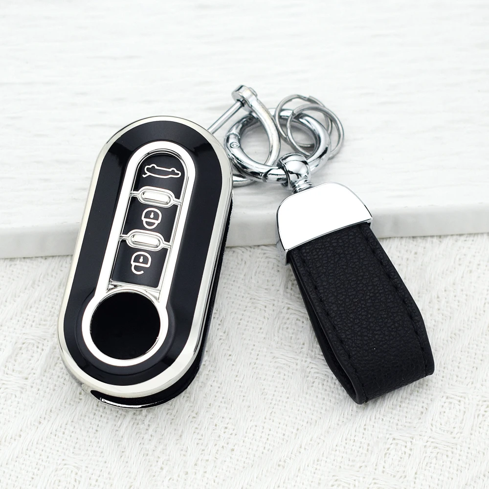 TPU Car Key Case Cover for Fiat 500 500L Ducato Punto Panda Lancia Musa Protection Key Shell Key Ring Keychain Accessories