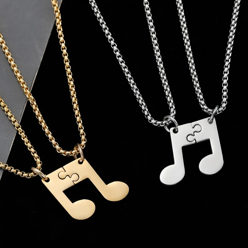 New Titanium Steel Jumping Note Puzzle Couple Necklace Personalized Trendy Pendant Jewelry Fashion Accessory for Couple