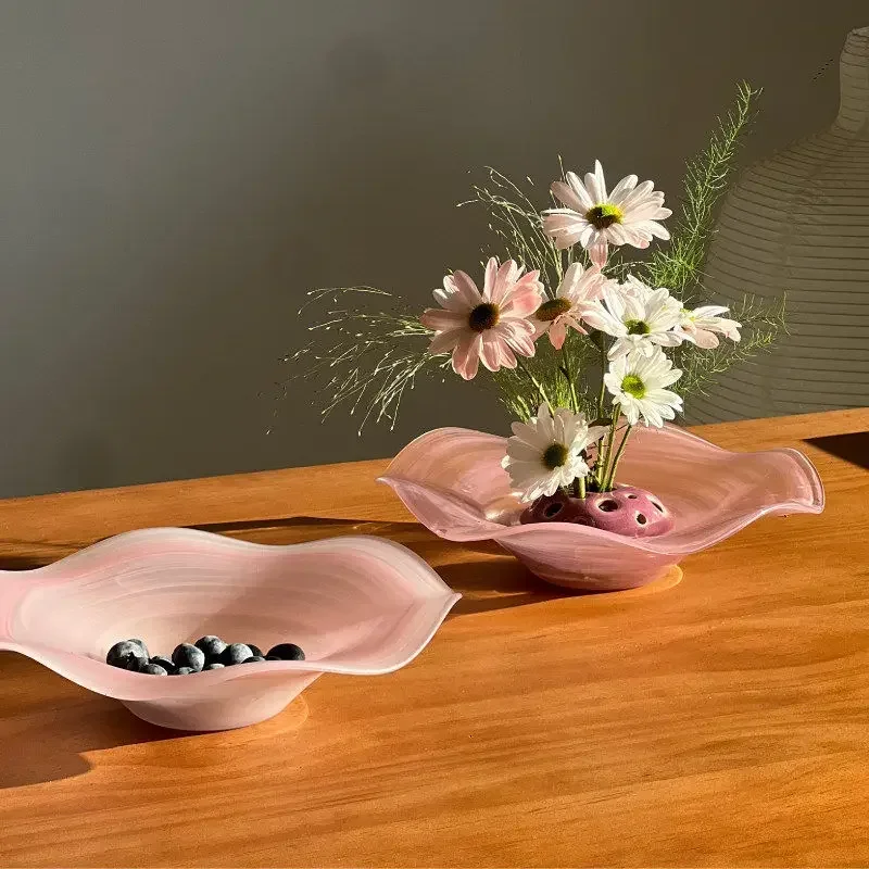 Hand-made Glass Flower Pots Luxury Fruit Bowl Flower Pots Ornaments Living Room Coffee Table Tray Decorative Flower Pots