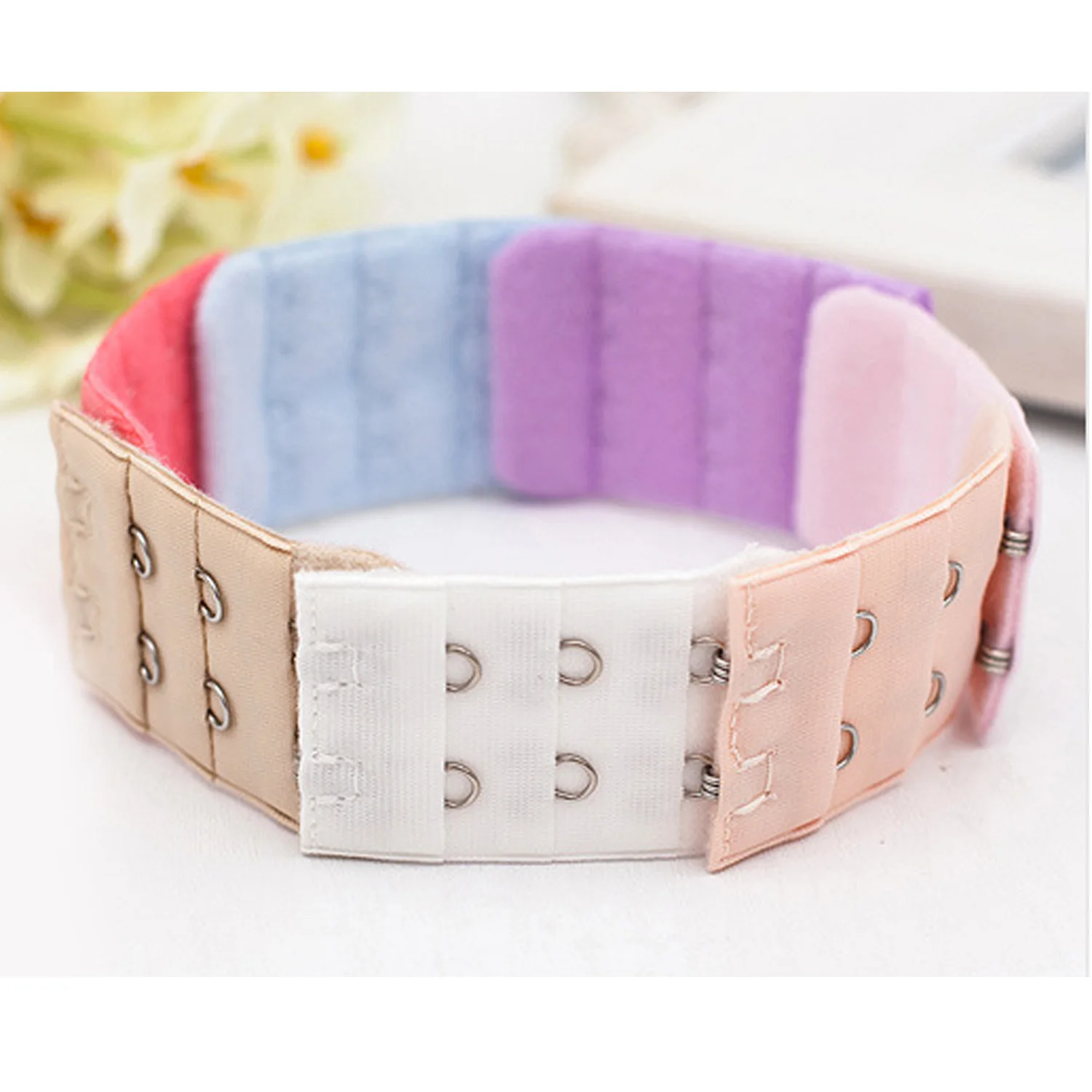 18 PCS Assorted Color Women Bra Extenders Brassiere Extension Hooks 3 Rows 2 Hooks Style Women Lingerie Bra Accessories