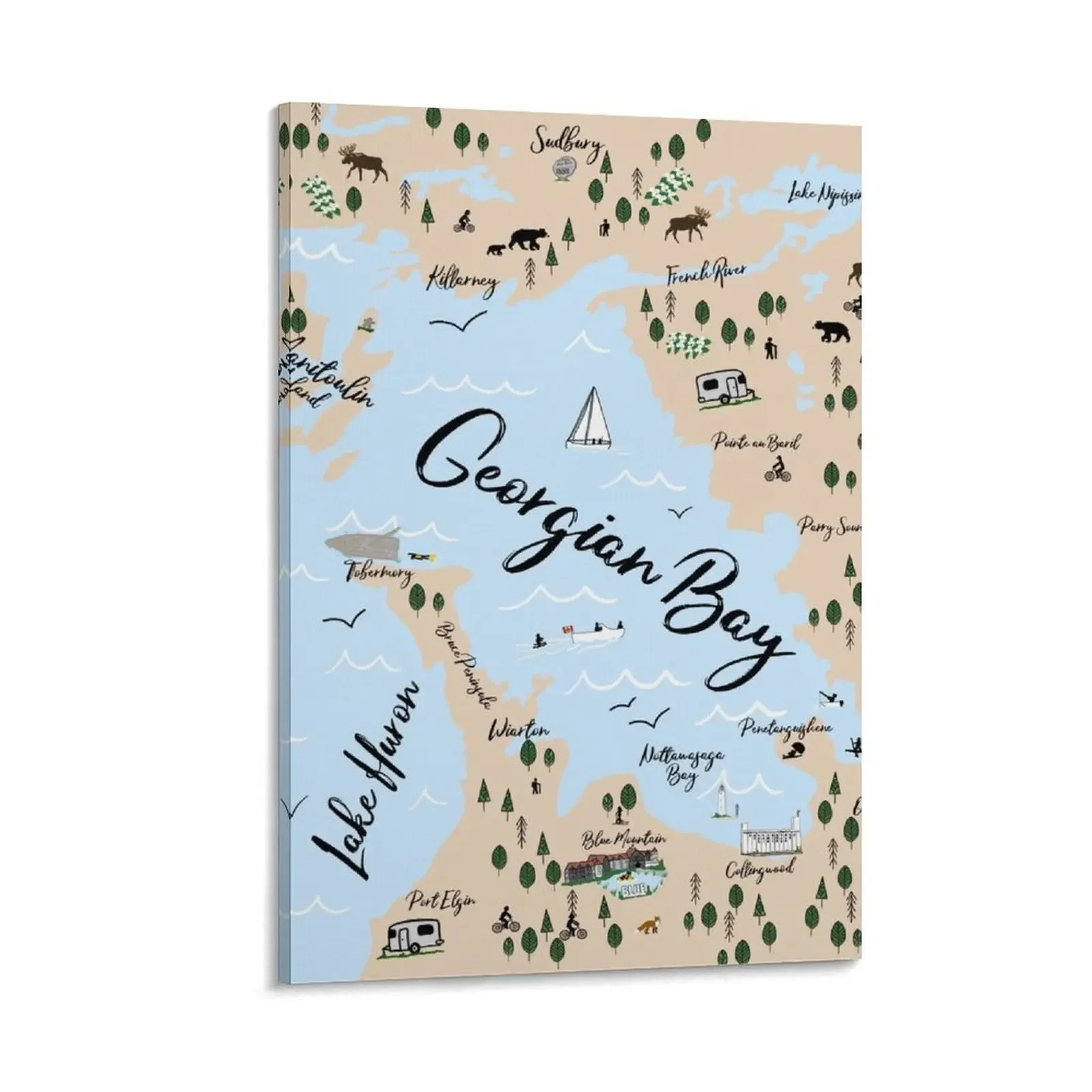 

Map of Georgian Bay and Lake Huron Canvas Painting Decoration for home canvas wall art aesthetic room decoration