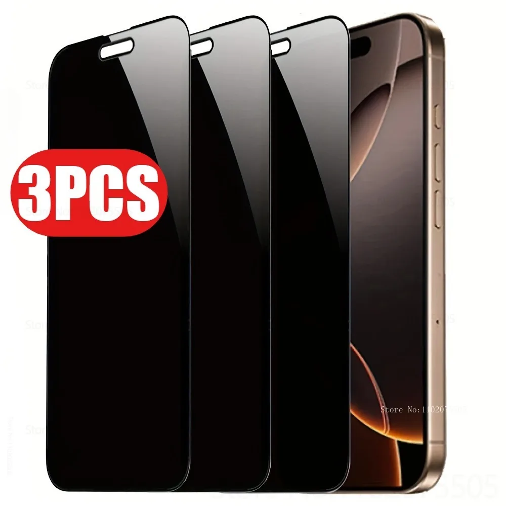 

3PCS Privacy Screen Protector for IPhone 17 16 Promax 16E 14 Pro 15 Plus Tempered Glass 12Mini 11 13 Promax Anti-Peep Protection