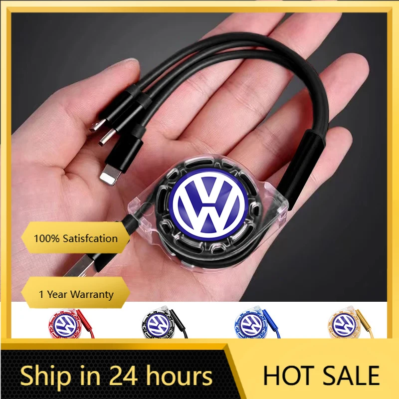 

Колпаки ступиц 3 в 1, кабель для зарядки, многопортовый провод для зарядки для Volkswagen Golf Tiguan Polo Passat Touareg Magotan ID.3 Tour