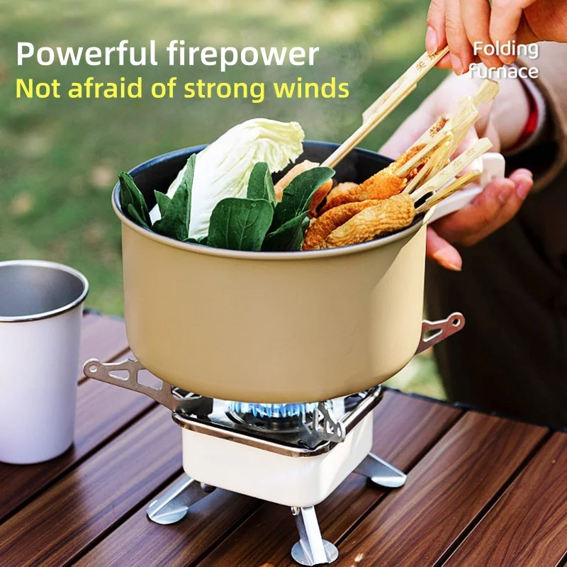 Outdoor Windproof mini Cartridge Stove, Portable Cartridge Stove, Picnic Stove, Folding Lotus-Shaped Small Stove for Hiking - view 3