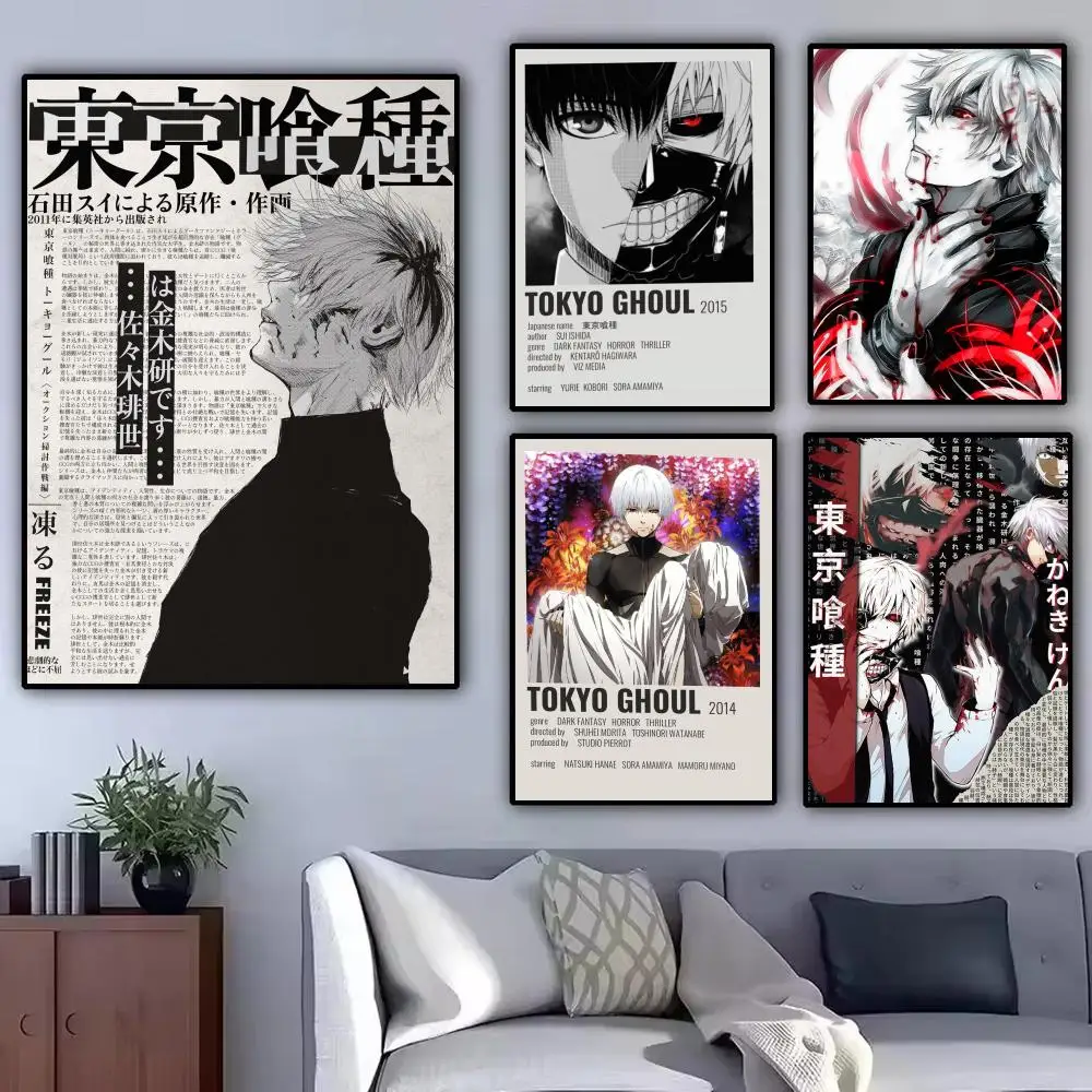Anime T-Tokyo Ghoul Painting Calligraphy Modern Canvas Poster Wall Art Aesthetic Bedroom Decor for Cafe Home Gift