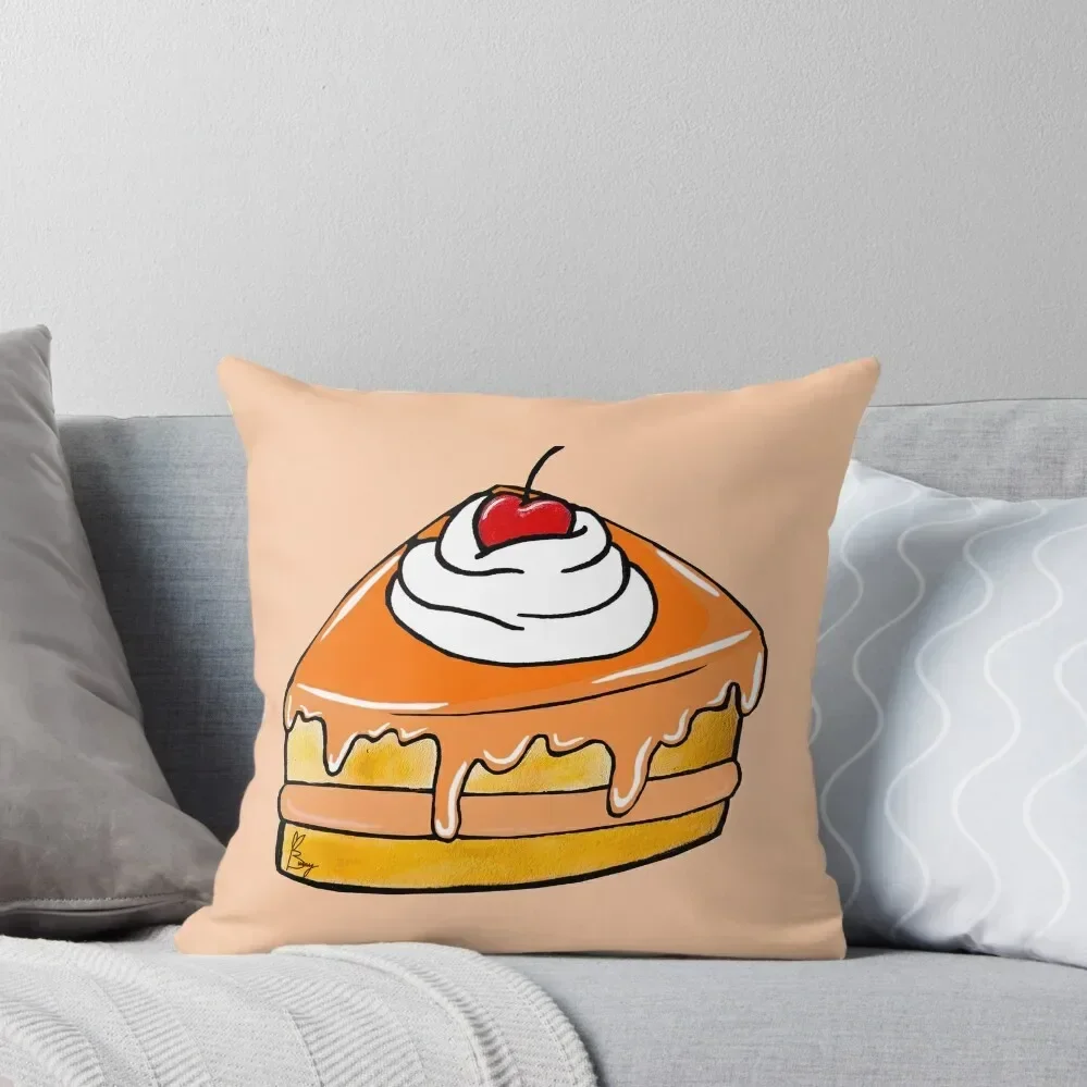 Sweet Orange Cake with whipped cream and cherry Throw Pillow home decor items Decorative Cushions pillow