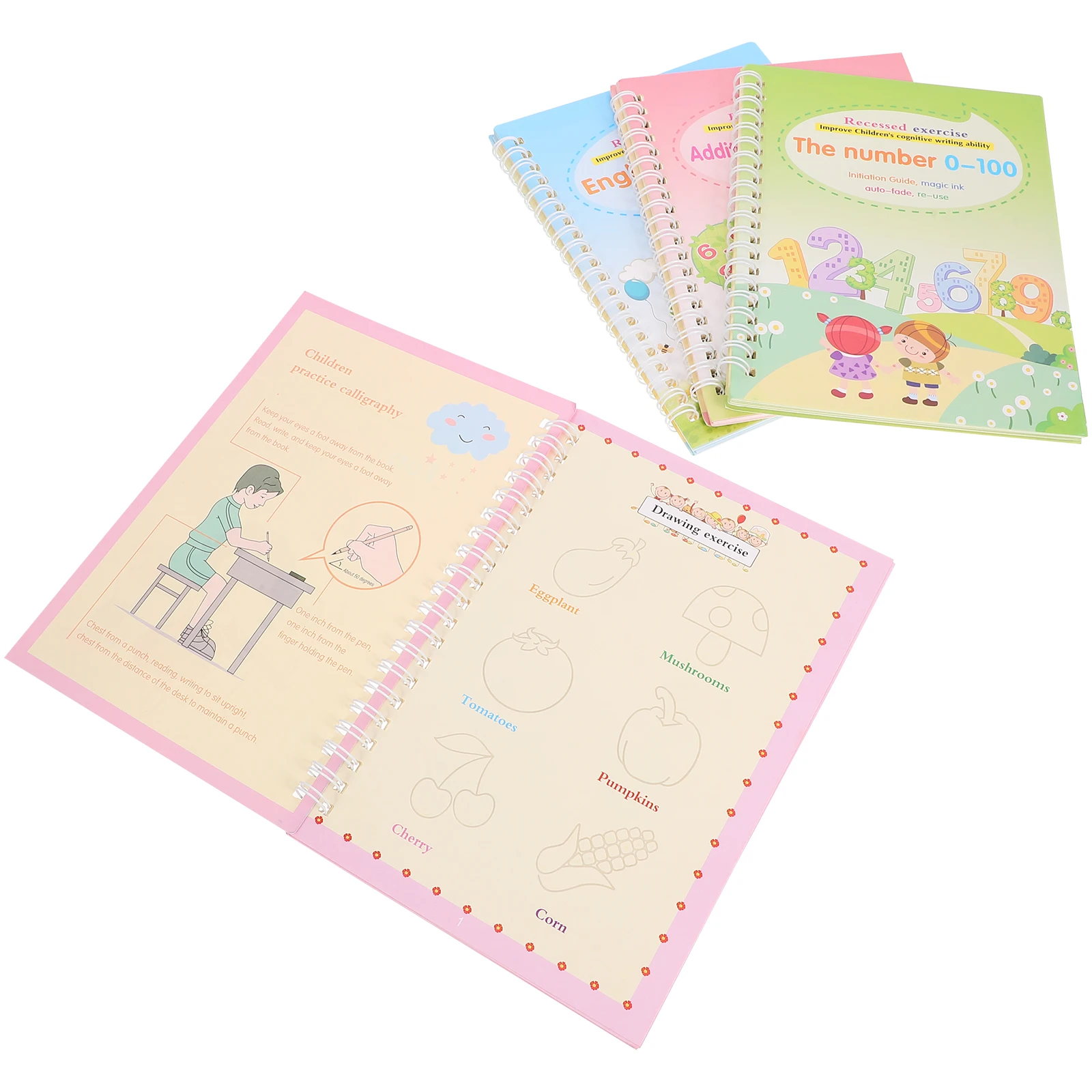 

1 set 1 Set Grooved Writing Practice Book Kids Calligraphy Training Copybook Preschool Handwriting Exercise Board English Letter