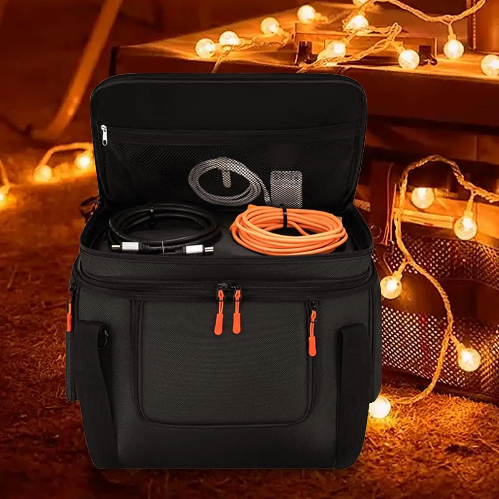 

Outdoor Power Station Storage Bag Front and Side Pockets Organizer Waterproof Bottom portable power station bag for Outside