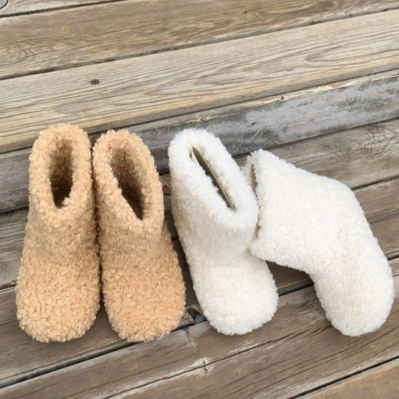 

Girls Snow Boots Winter Outdoor Kids Furry Hairy Ankle Boots Warm Simple Children's Thermal Boots Fashion Non-slip Versatile