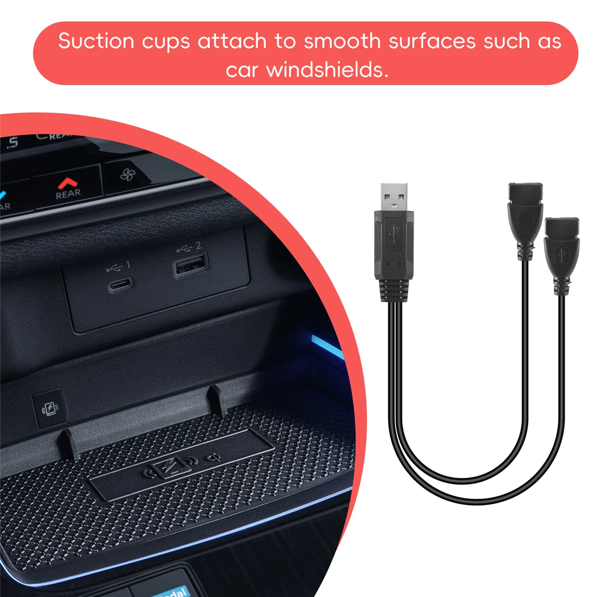 

ABAN USB 2.0 A Male To 2 Dual USB Female Jack Y Splitter Hub Power Cord Adapter Cable