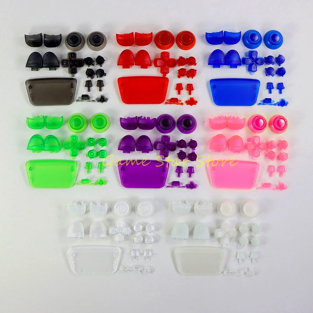 1set Full Set Clear Buttons Joystick Cap L1 R1 L2 R2 ABXY D-pad Key Kits for PlayStation5 PS5 V2.0 Controller