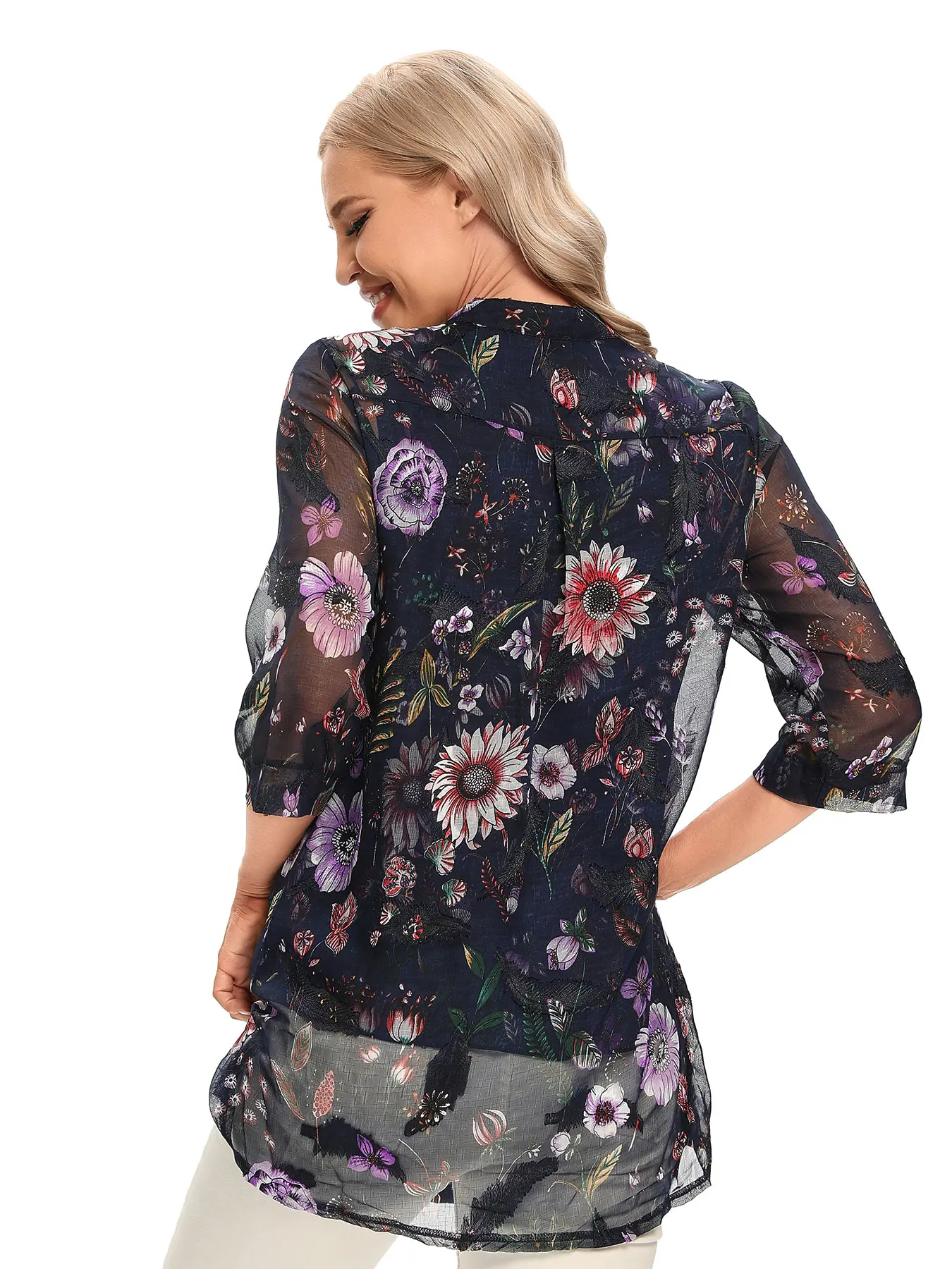 Camisa casual elegante tecida feminina para primavera e verão