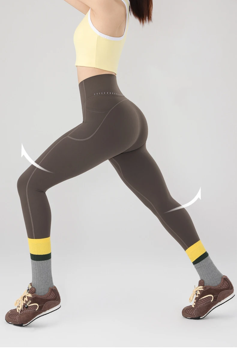 BIVIGAOS Spring Autumn Reflective Strip Side Pocket Yoga Leggings Women High Waist Hip Lift Sports Fitness Sharkskin Leggings