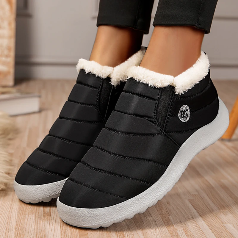 Women's Boots Snow New Women Shoes Slip On Shoes Women Solid Unisex Waterproof Ankle Boots Flat Winter Boots Women Botas Mujer - Image 2
