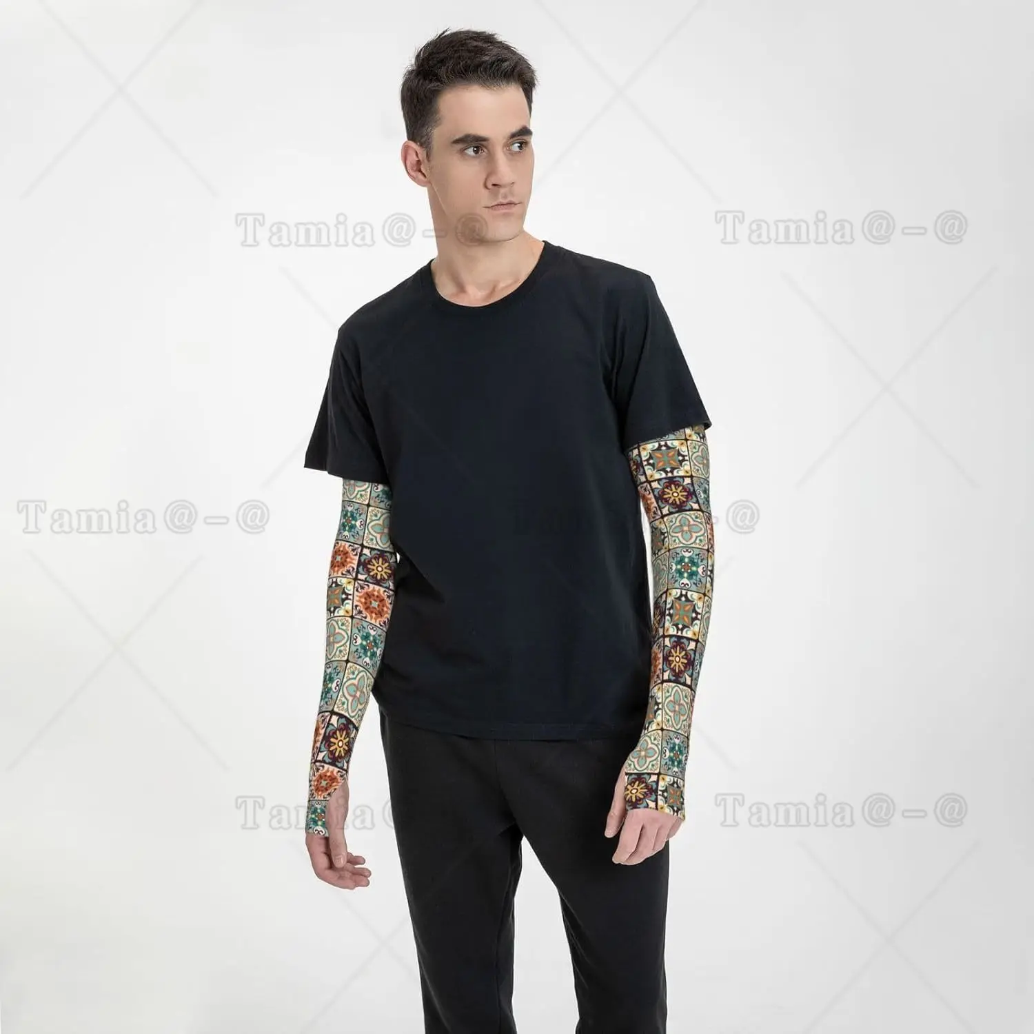 Vintage Floral Bohemian Print Arm Sleeves Cooling UV Sun Protection Sports Compression for Men Women Golf Basketball Arm Sleeves