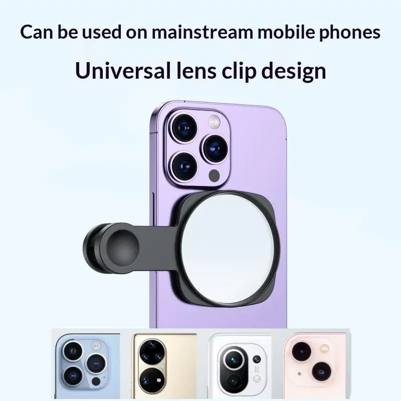 Universal Phone Rear Selfie Mirror Clip Design Ultra Thin Clear Reflection Accessory for Travel Pocket Carry Use