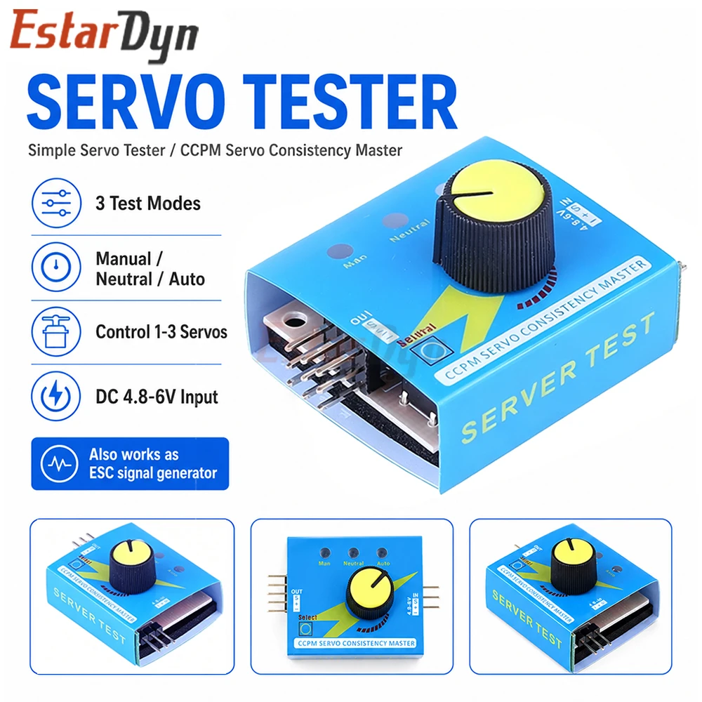 Estardyn Multi Servo Tester 3CH ESC CCPM Consistency Checker for RC Helicopter Drone Airplane DIY Parts