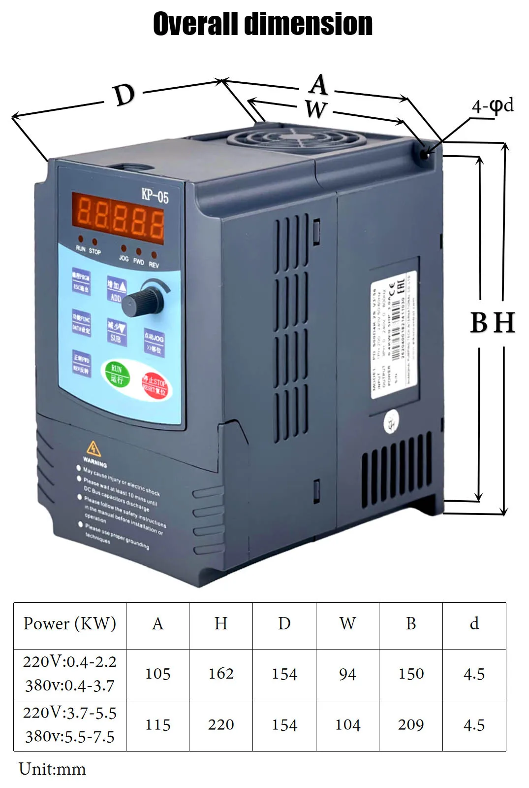 Conversor de frequência gerador inversor de uso geral monofásico para 3 fases 220V 380V