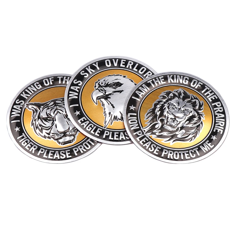 4Pcs 56mm 3D Aluminum Car Styling Animal Lion Tiger Eagle Emblem Wheel Center Cover Sticker Hub Cap Decal Auto Decor Accessorie