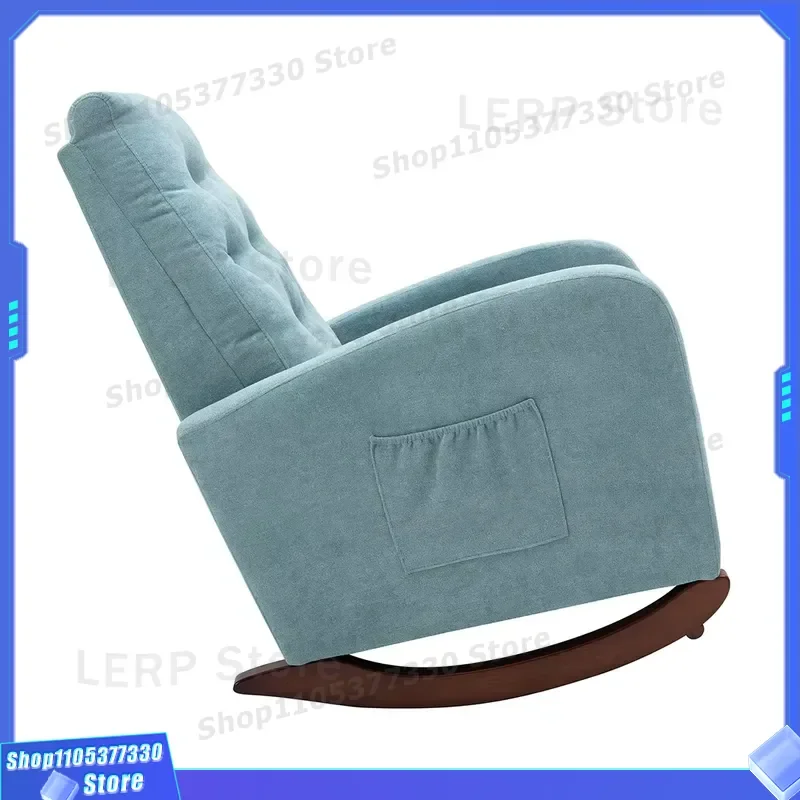 Wooden Baby Rocking Chair High Back Tufted Casual Care Rocker for Nursery Comfortable Seat Infant Furniture Home Decor Item