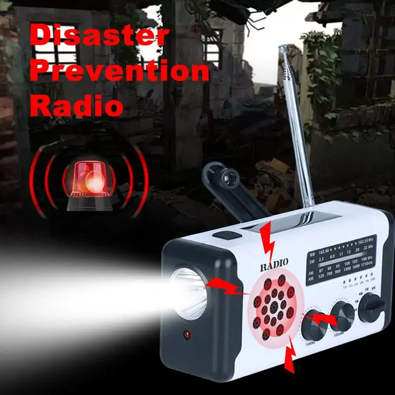 

Radio FM Emergency Radio Solar Hand Crank Generator AM/FM/NOAA LED Flashlight waterproof Portable Radio SOS Alarm Power Bank